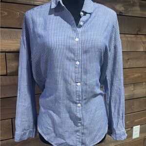 BE COOL Navy and White Striped Shirt